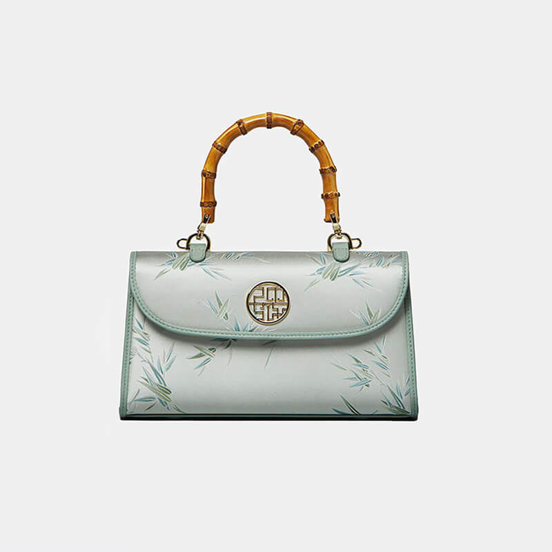 Whispering Bamboo Leather and Silk Handbag – Babylon Leather - Babylon LeatherBabylon LeatherTX050-Green