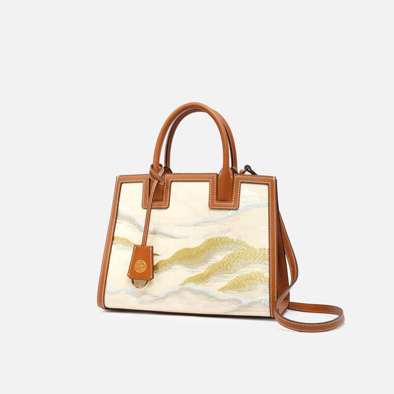 Whispering Peaks Leather and Silk Crossbody Handbag – Babylon Leather - Babylon LeatherBabylon LeatherTX059-Brown