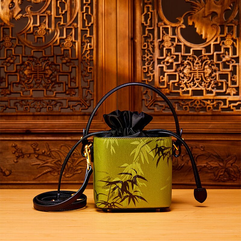 Whispers of Bamboo Leather and Silk Box Handbag – Babylon Leather - Babylon LeatherBabylon LeatherTX055-Green