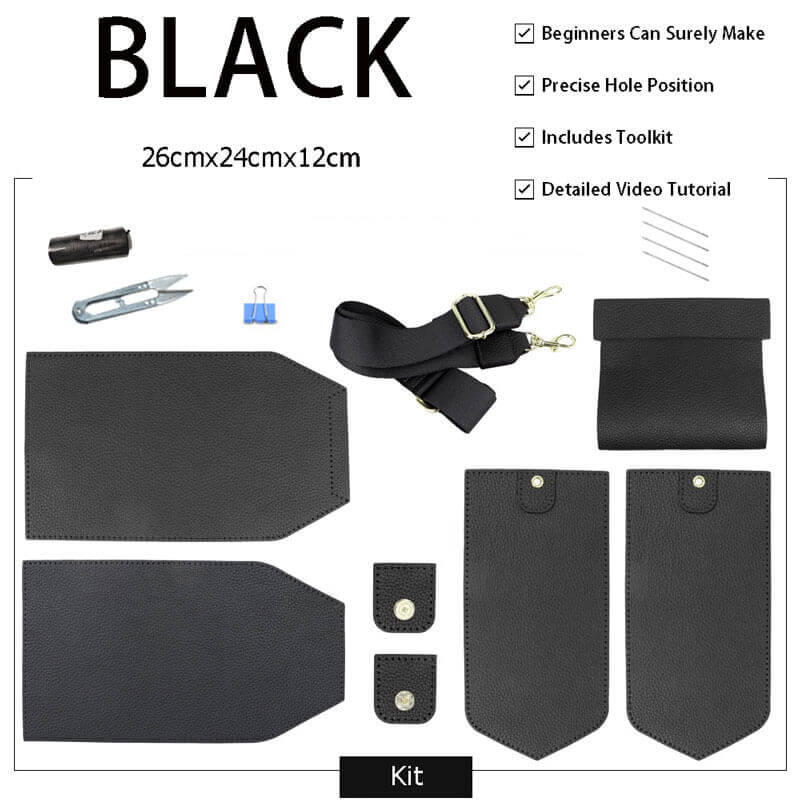 Wide Strap Bucket Bag DIY Kit – Babylon Leather - Babylon LeatherBabylon LeatherSY19 - Black - Color - Matched