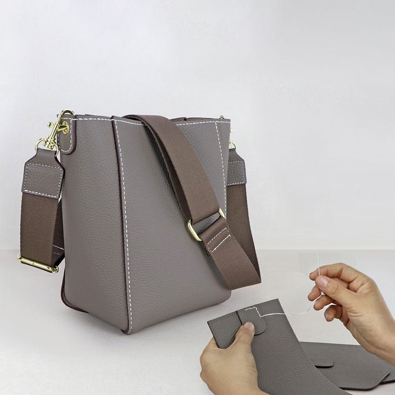 Wide Strap Bucket Bag DIY Kit – Babylon Leather - Babylon LeatherBabylon LeatherSY19 - Grey - White
