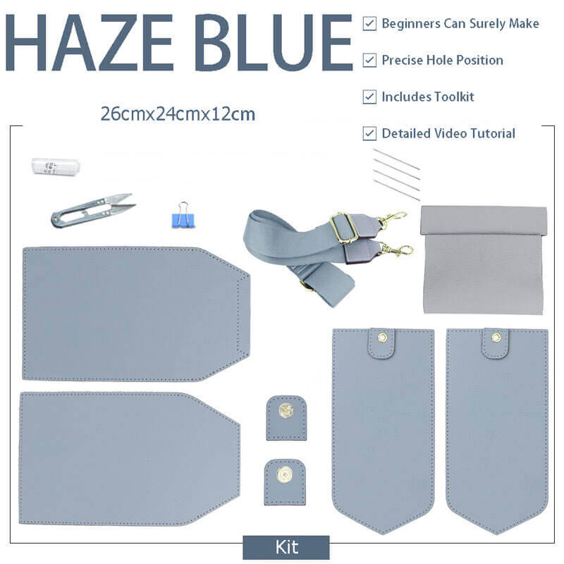 Wide Strap Bucket Bag DIY Kit – Babylon Leather - Babylon LeatherBabylon LeatherSY19 - Haze Blue - White