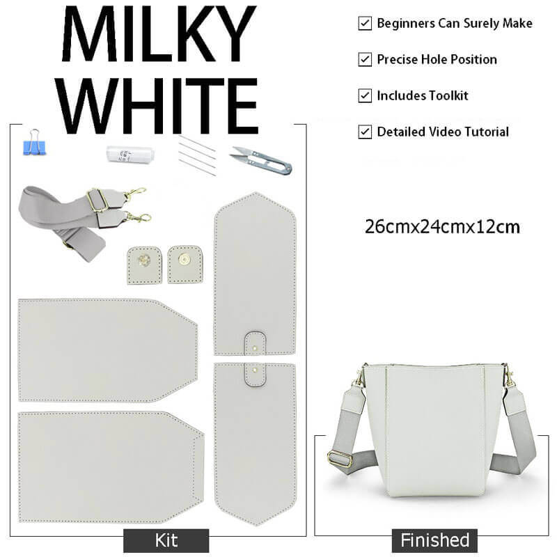 Wide Strap Bucket Bag DIY Kit – Babylon Leather - Babylon LeatherBabylon LeatherSY19 - Milky White - White