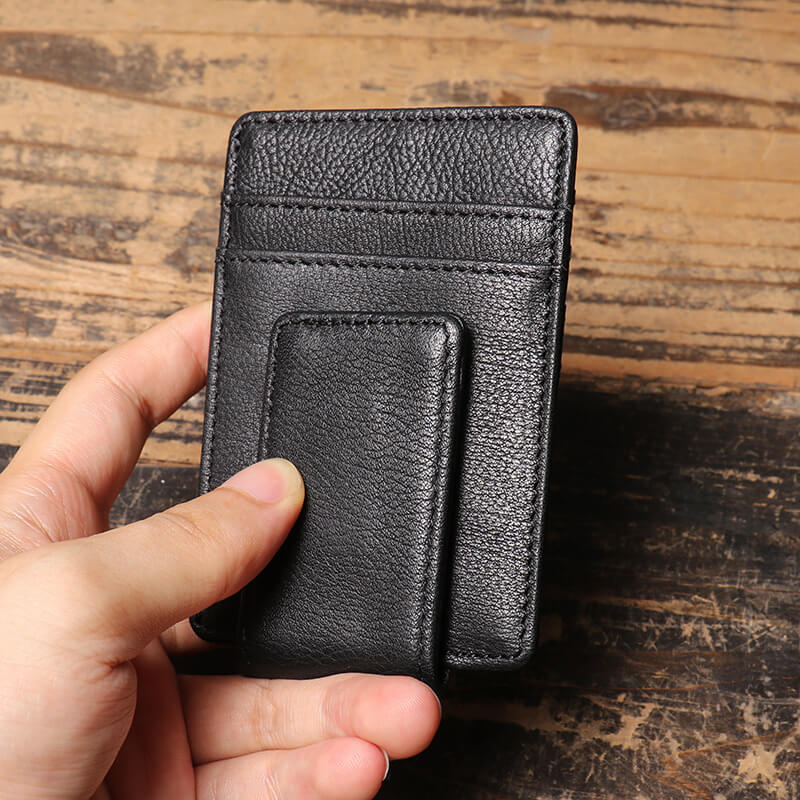 With Secure Back Clip and RFID Protection Leather Card Holder – Babylon Leather - Babylon LeatherBabylon LeatherLJ120-Black