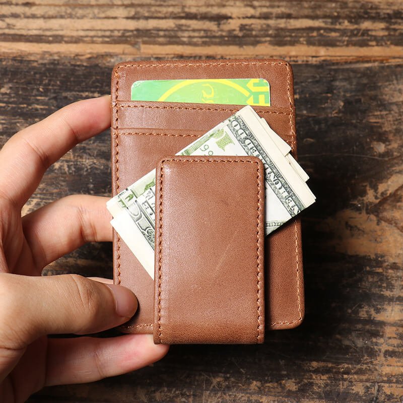 With Secure Back Clip and RFID Protection Leather Card Holder – Babylon Leather - Babylon LeatherBabylon LeatherLJ120-Brown