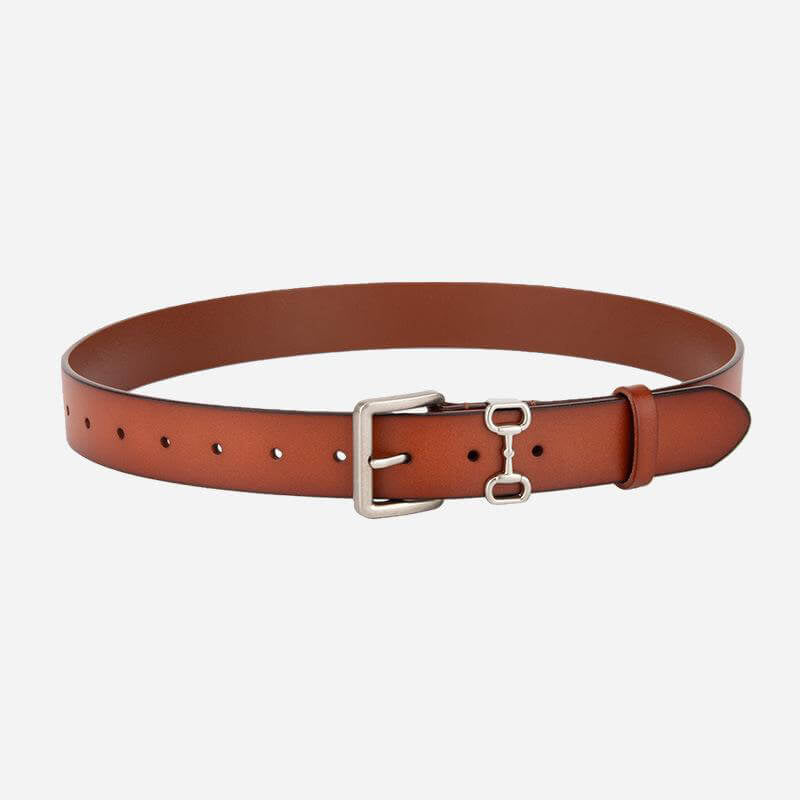 Women's Cowhide Leather Belt with Classic Buckle – Babylon Leather - Babylon LeatherBabylon LeatherDJ03-Chestnut