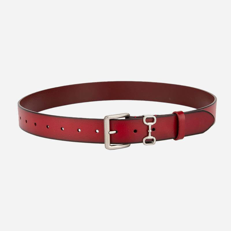 Women's Cowhide Leather Belt with Classic Buckle – Babylon Leather - Babylon LeatherBabylon LeatherDJ03-Red