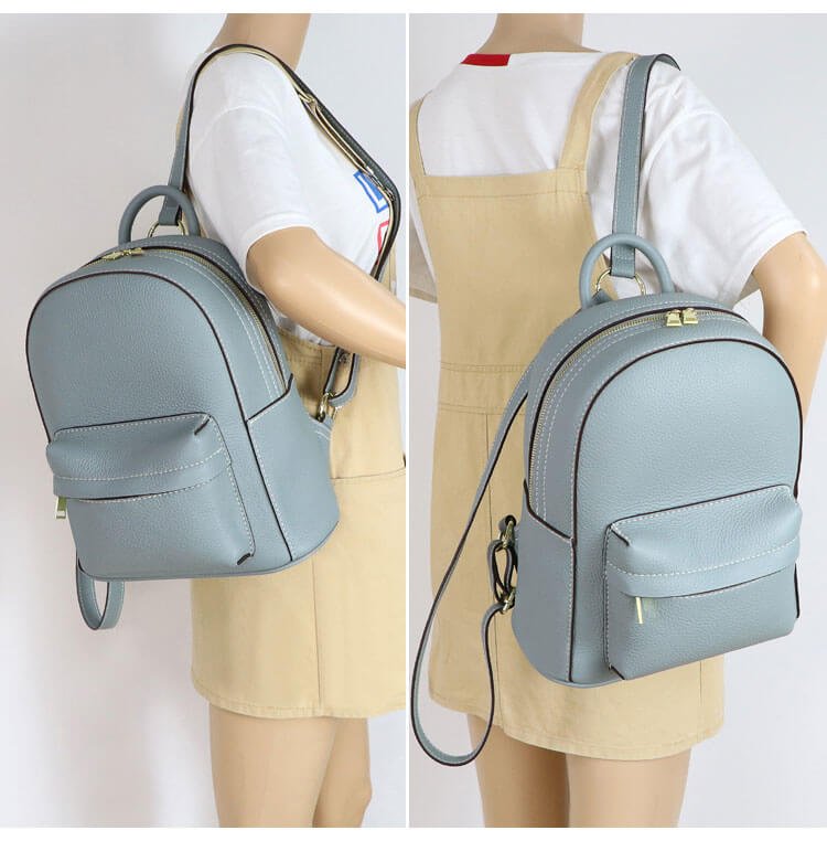 Women’s Large Leather Backpack DIY Kit – Babylon Leather - Babylon LeatherBabylon LeatherSY44 - Matching Color - Lychee Pattern Leather - Haze Blue