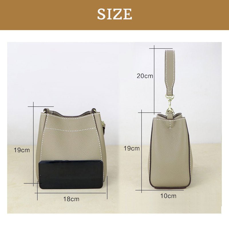 Women’s Leather Bucket Bag DIY Kit – Babylon Leather - Babylon LeatherBabylon LeatherSY13 - Large - Matching Color - Lychee Pattern Leather - Khaki