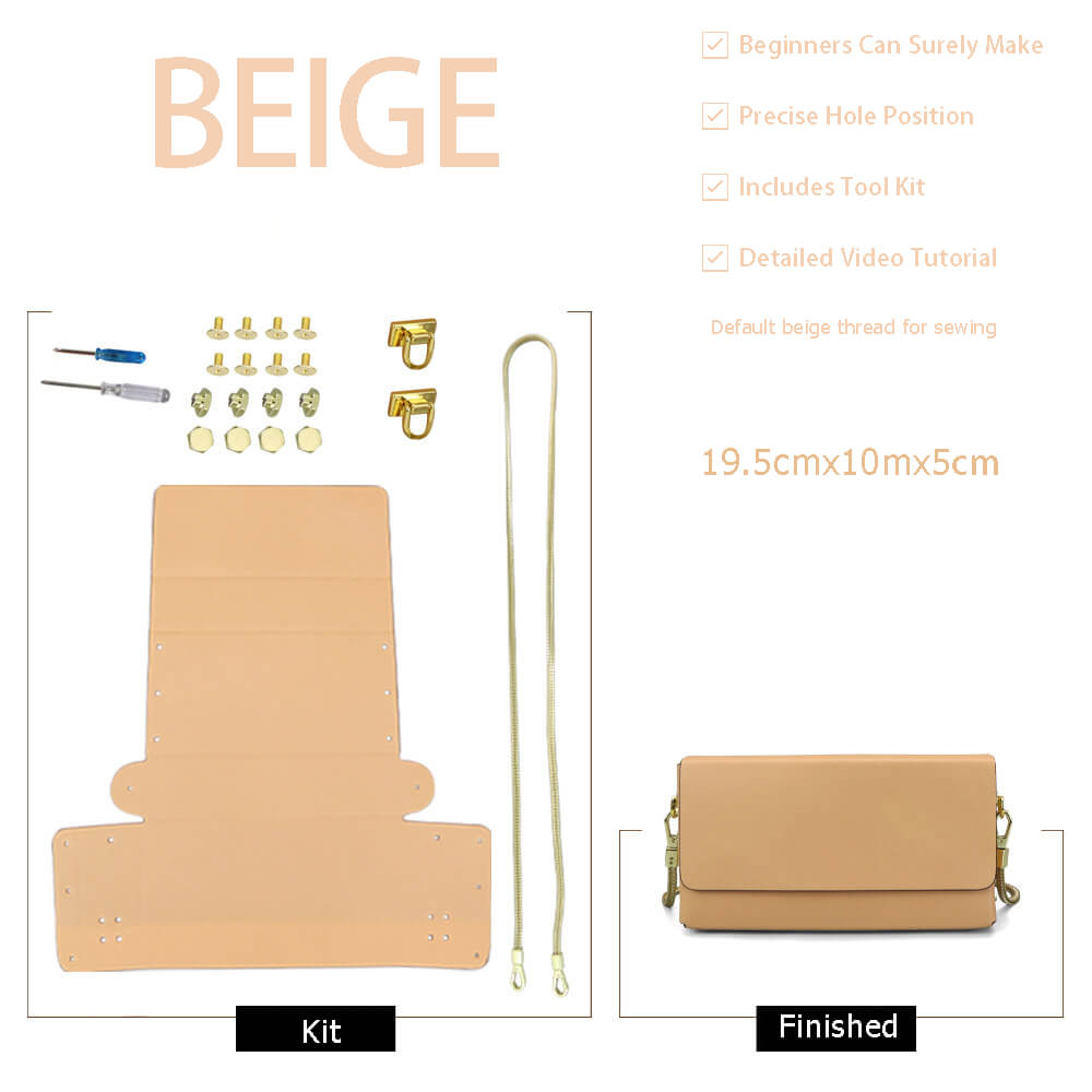 Women’s Leather Crossbody Box Bag DIY Kit – Babylon Leather - Babylon LeatherBabylon LeatherSY131-Beige-Color-Matched