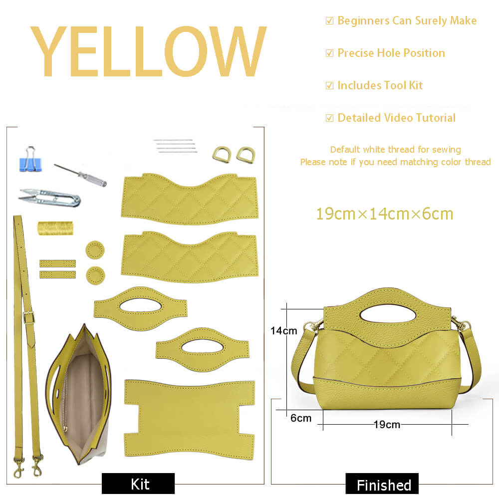 Women’s Leather Nano Top Handle Bag DIY Kit – Babylon Leather - Babylon LeatherBabylon LeatherSY136-Yellow-Color-Matched
