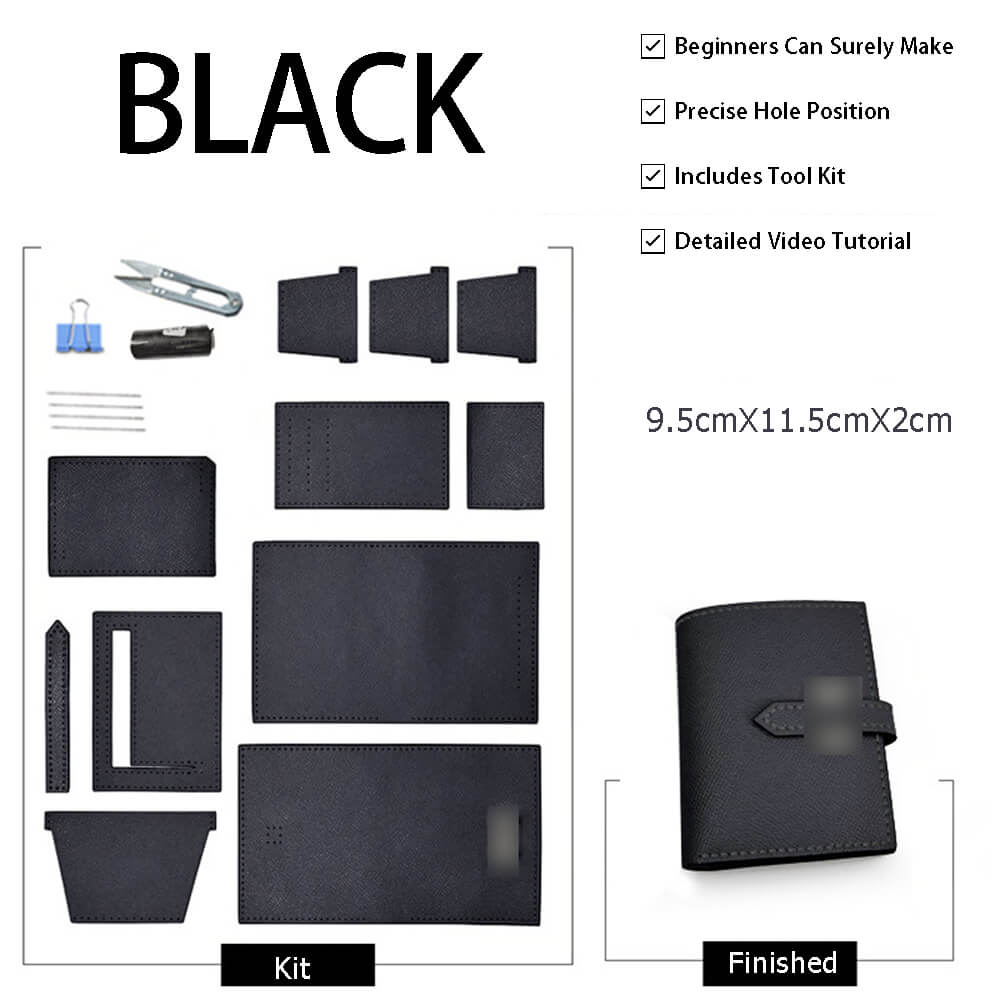 Women’s Leather Short Wallet DIY Kit – Babylon Leather - Babylon LeatherBabylon LeatherSY130-Black-Color-Matched