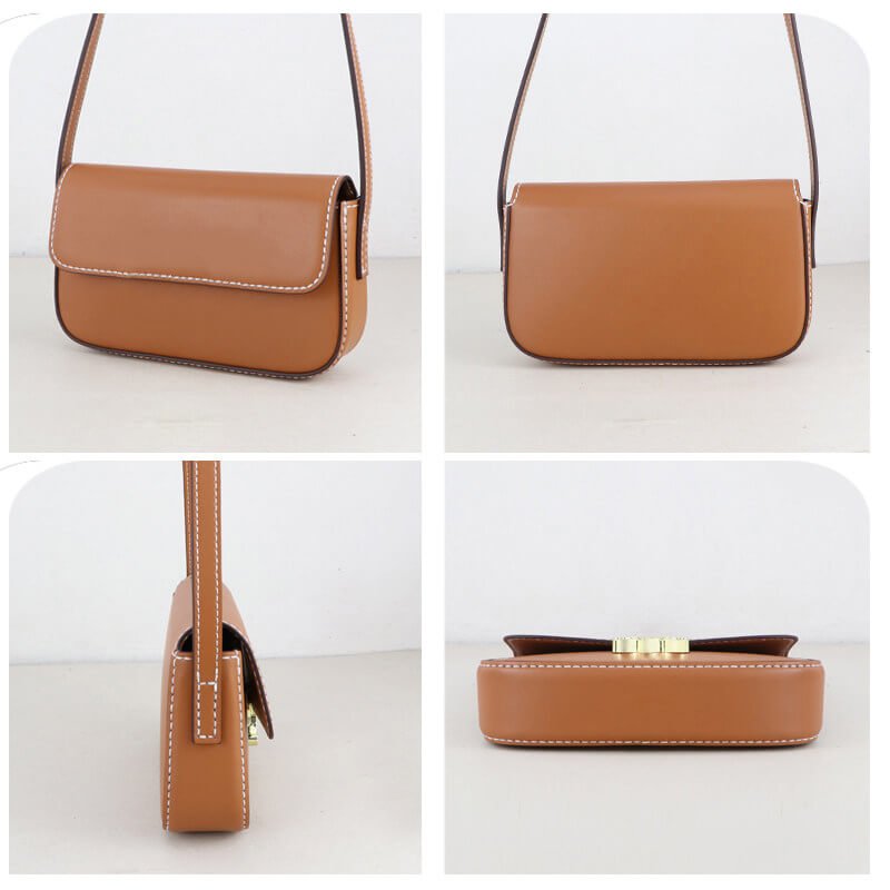 Women’s Leather Square Shoulder Bag DIY Kit – Babylon Leather - Babylon LeatherBabylon LeatherSY134-Coffee-White
