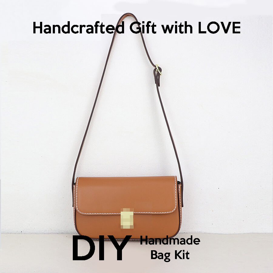 Women’s Leather Square Shoulder Bag DIY Kit – Babylon Leather - Babylon LeatherBabylon LeatherSY134-Coffee-White