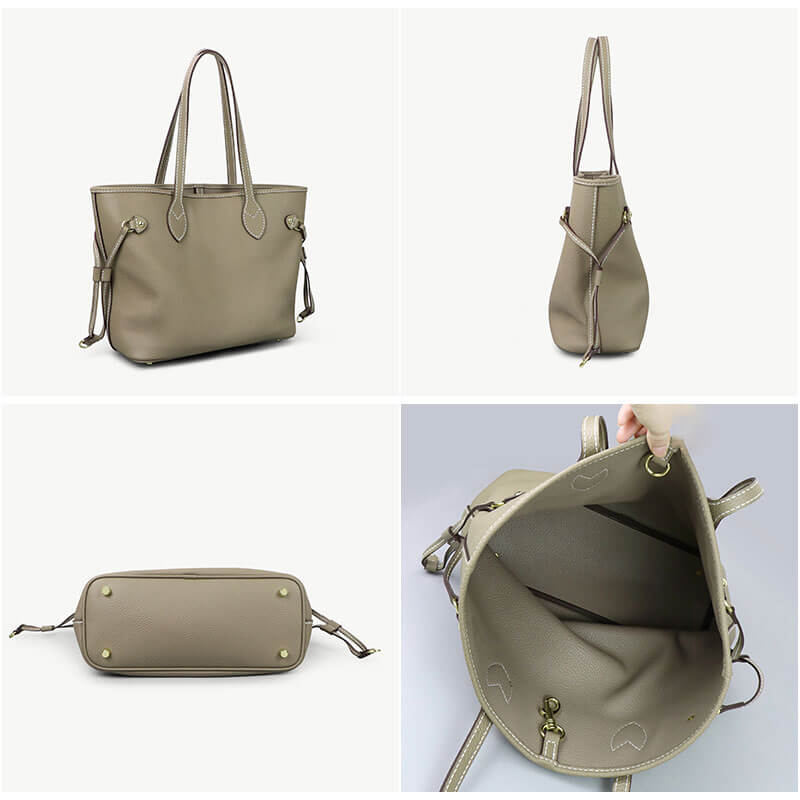 Women’s Leather Tote Bag DIY Kit – Babylon Leather - Babylon LeatherBabylon LeatherSY60 - Khaki - White