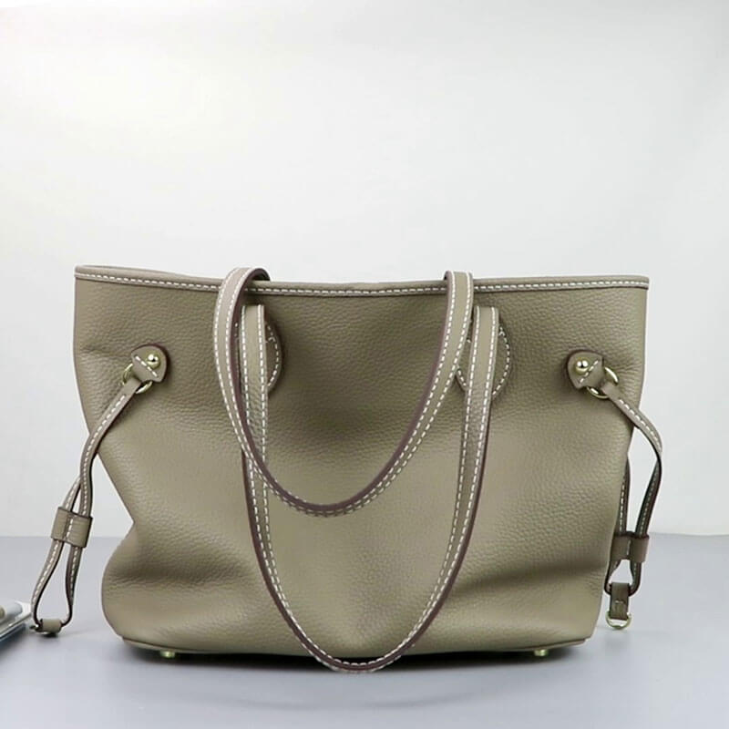 Women’s Leather Tote Bag DIY Kit – Babylon Leather - Babylon LeatherBabylon LeatherSY60 - Khaki - White