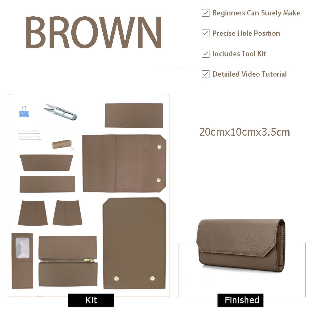 Women’s Long Wallet DIY Kit – Babylon Leather - Babylon LeatherBabylon LeatherSY120-Brown-Color-Matched