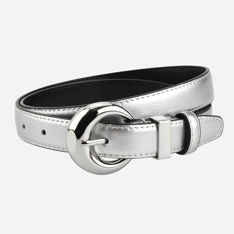 Women's Patent Finish Top - Grain Cowhide Belt – Babylon Leather - Babylon LeatherBabylon LeatherDJ10-Silver