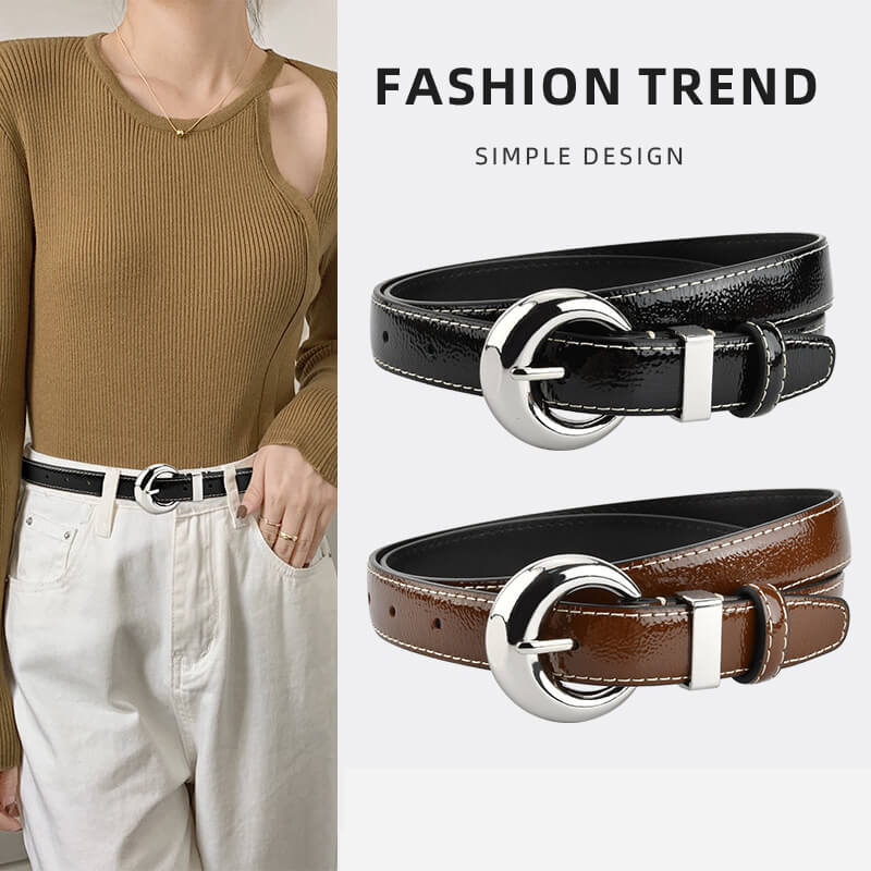Women's Patent Finish Top - Grain Cowhide Belt – Babylon Leather - Babylon LeatherBabylon LeatherDJ10-White