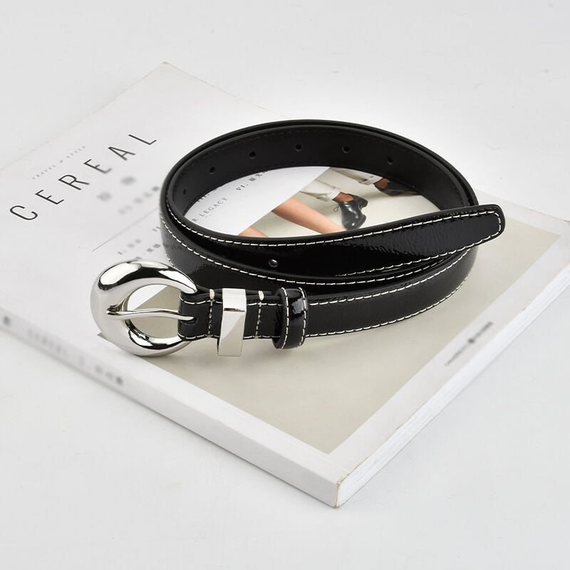 Women's Patent Finish Top - Grain Cowhide Belt – Babylon Leather - Babylon LeatherBabylon LeatherDJ10-White