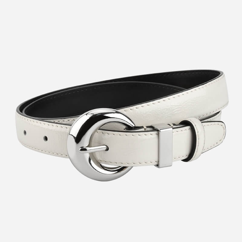 Women's Patent Finish Top - Grain Cowhide Belt – Babylon Leather - Babylon LeatherBabylon LeatherDJ10-White