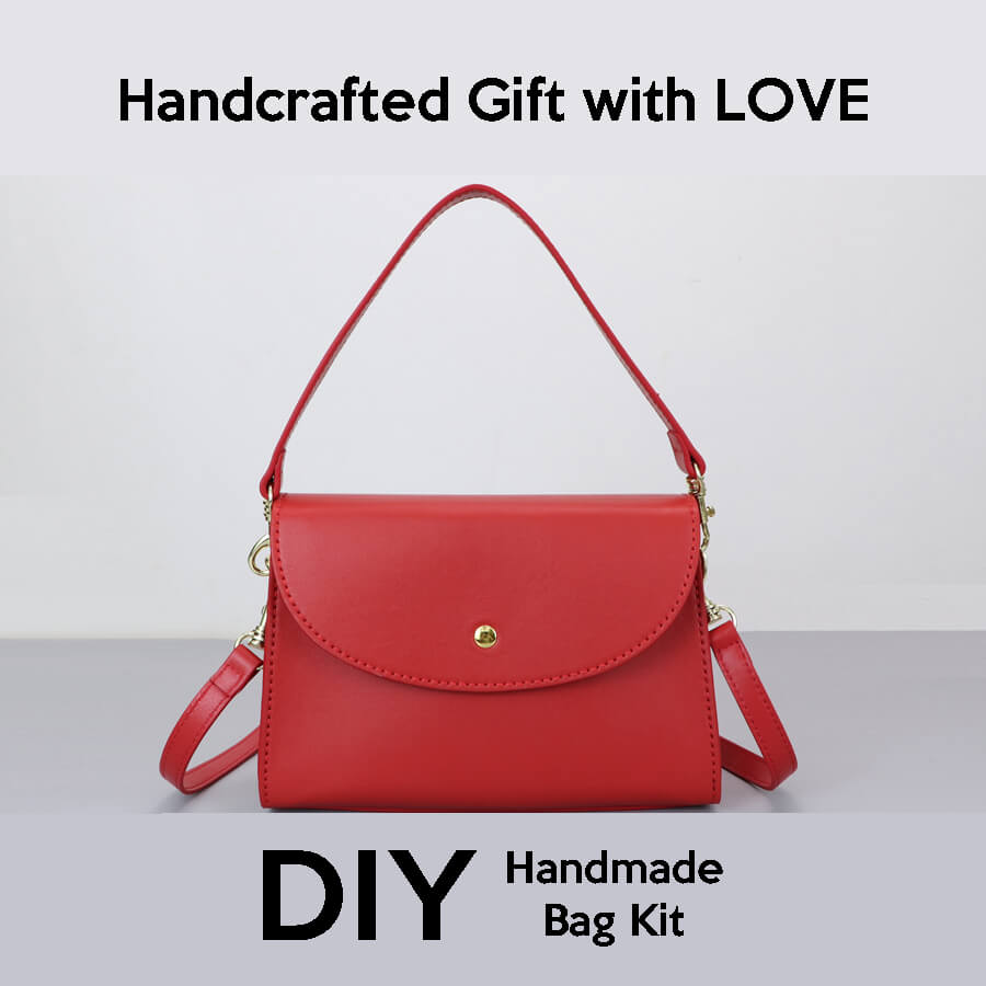 Women’s Red Messenger Bag DIY Kit – Babylon Leather - Babylon LeatherBabylon LeatherSY123-Red-Color-Matched