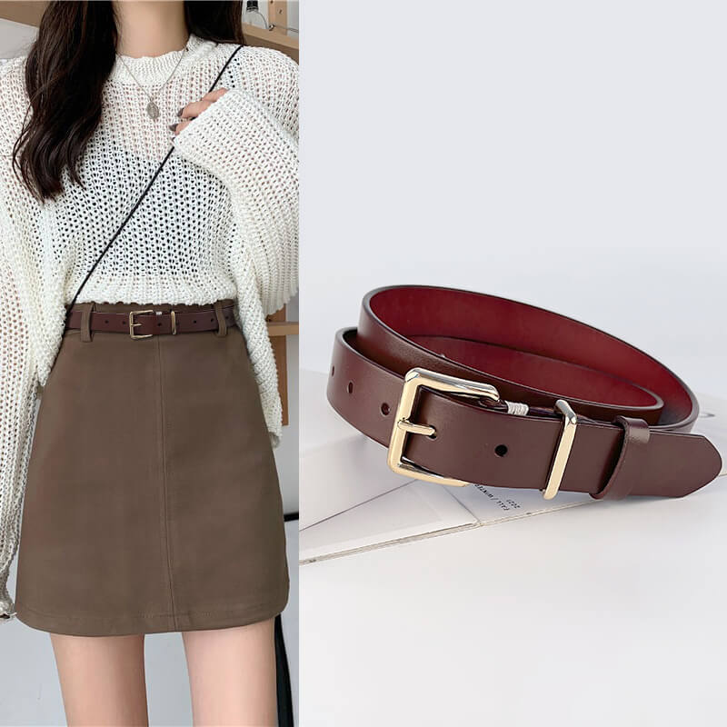 Women's Retro Top - Grain Cowhide Waist Belt – Babylon Leather - Babylon LeatherBabylon LeatherDJ08-Gold Buckle-Black