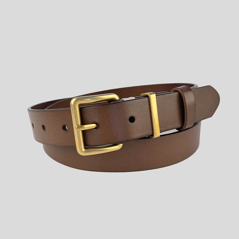 Women's Retro Top - Grain Cowhide Waist Belt – Babylon Leather - Babylon LeatherBabylon LeatherDJ08-Gold Buckle-Brown