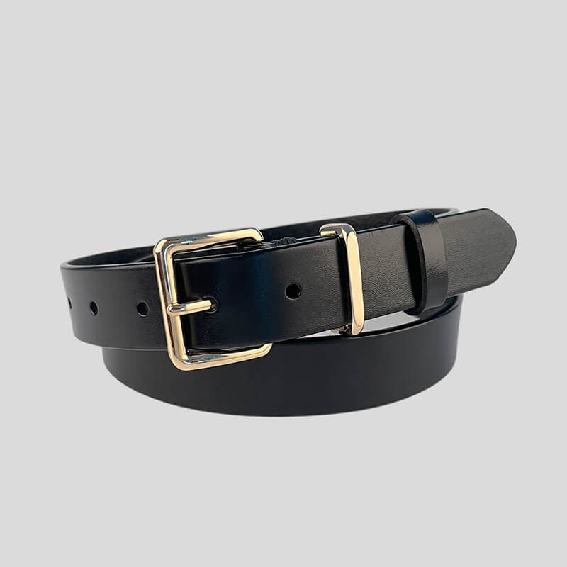 Women's Retro Top - Grain Cowhide Waist Belt – Babylon Leather - Babylon LeatherBabylon LeatherDJ08-Shiny Gold Buckle-Black