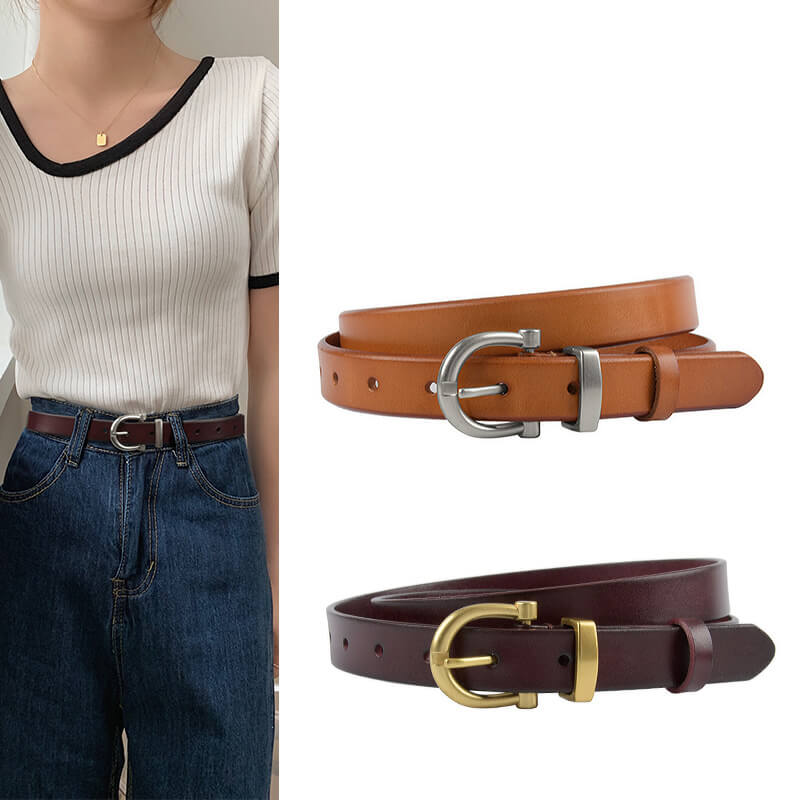 Women's Slim Vintage Cowhide Belt with Patent Finish – Babylon Leather - Babylon LeatherBabylon LeatherDJ06-Gold Buckle-Black