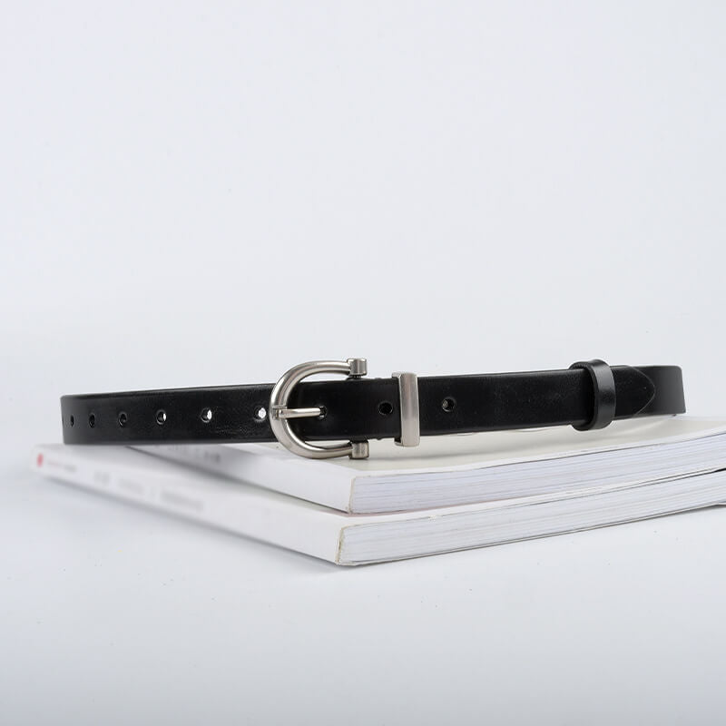 Women's Slim Vintage Cowhide Belt with Patent Finish – Babylon Leather - Babylon LeatherBabylon LeatherDJ06-Gold Buckle-Black
