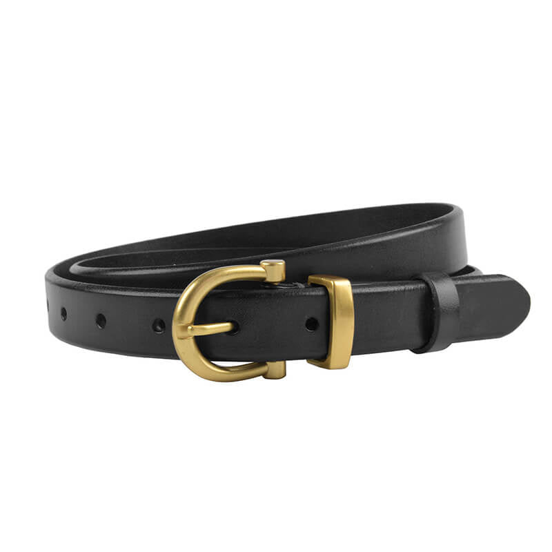 Women's Slim Vintage Cowhide Belt with Patent Finish – Babylon Leather - Babylon LeatherBabylon LeatherDJ06-Gold Buckle-Black