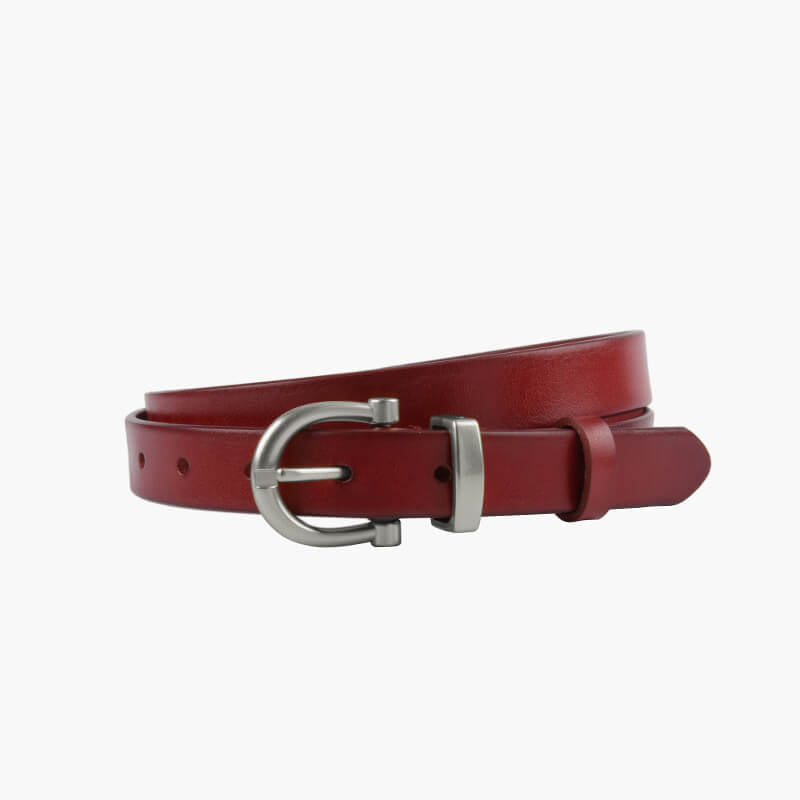 Women's Slim Vintage Cowhide Belt with Patent Finish – Babylon Leather - Babylon LeatherBabylon LeatherDJ06-Silver Buckle-Red