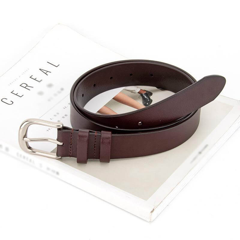 Women's Top - Grain Leather Belt with Slim Buckle – Babylon Leather - Babylon LeatherBabylon LeatherDJ02-Brown