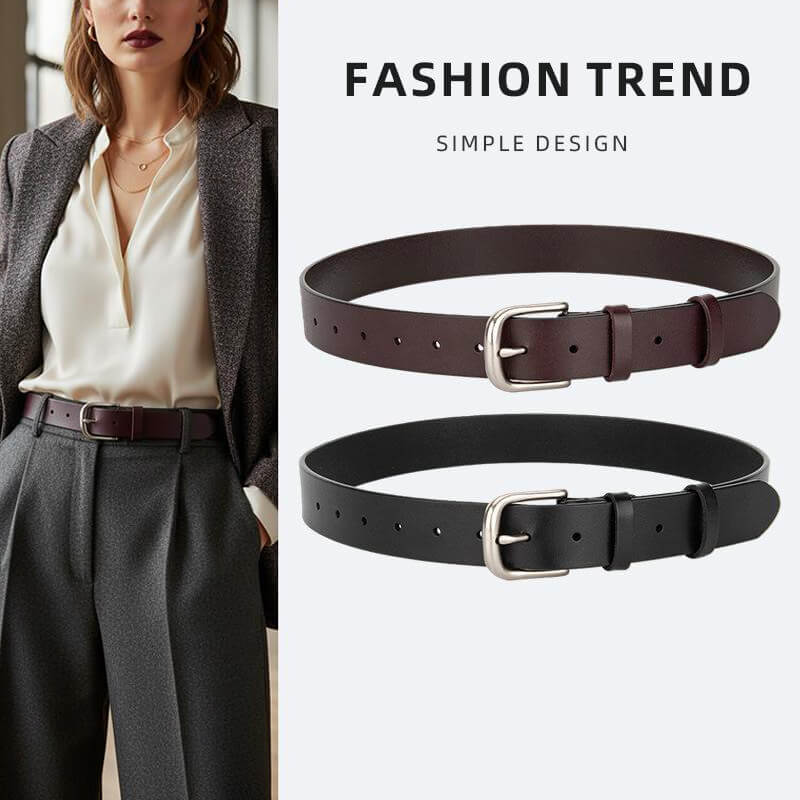 Women's Top - Grain Leather Belt with Slim Buckle – Babylon Leather - Babylon LeatherBabylon LeatherDJ02-Brown