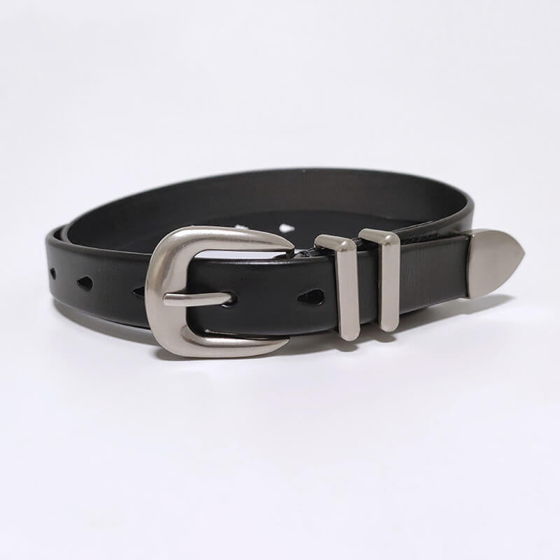 Women's Vintage Silver Buckle Cowhide Leather Belt – Babylon Leather - Babylon LeatherBabylon LeatherDJ04-Black