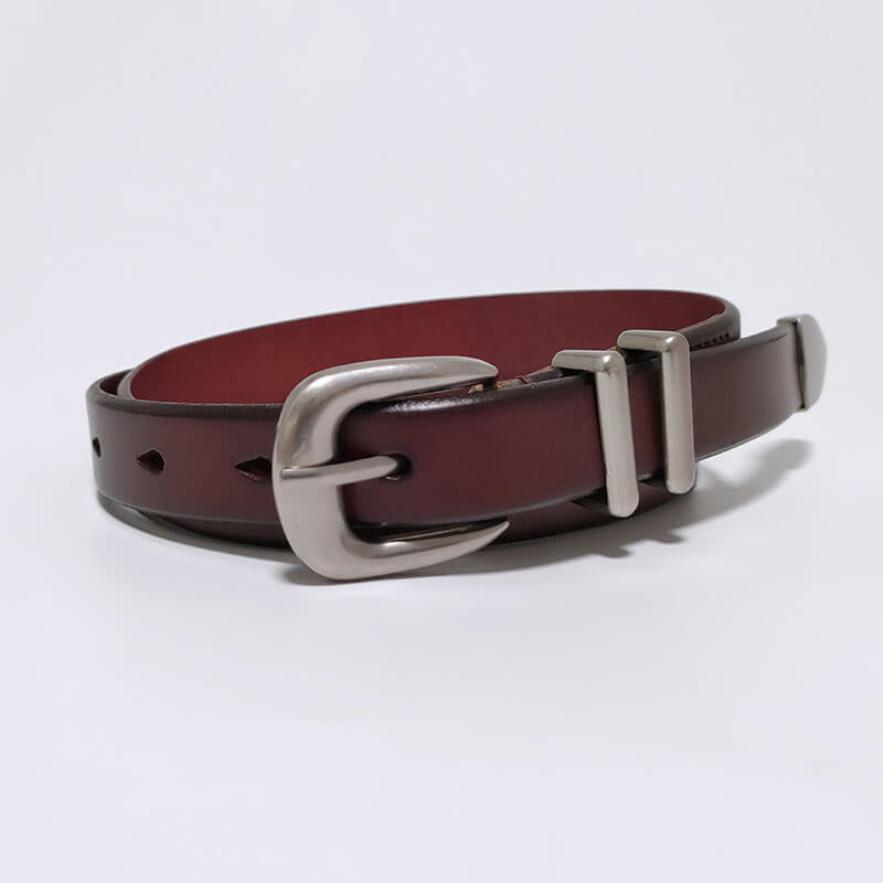 Women's Vintage Silver Buckle Cowhide Leather Belt – Babylon Leather - Babylon LeatherBabylon LeatherDJ04-Coffee