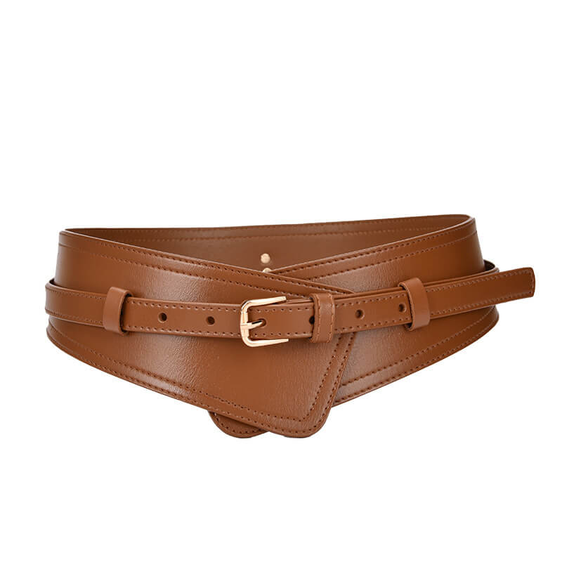 Women's Wide Split Leather Obi Belt with Pin Buckle – Babylon Leather - Babylon LeatherBabylon LeatherDJ13-Brown