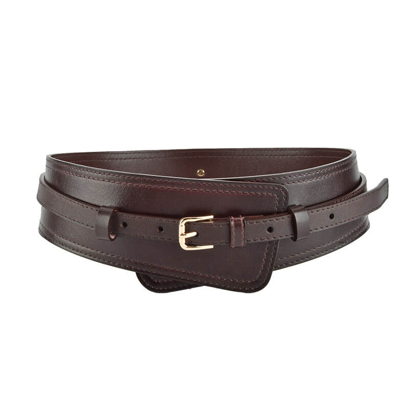 Women's Wide Split Leather Obi Belt with Pin Buckle – Babylon Leather - Babylon LeatherBabylon LeatherDJ13-Coffee