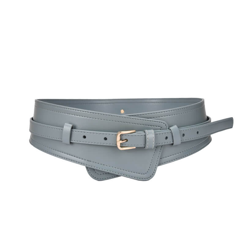 Women's Wide Split Leather Obi Belt with Pin Buckle – Babylon Leather - Babylon LeatherBabylon LeatherDJ13-Light Blue