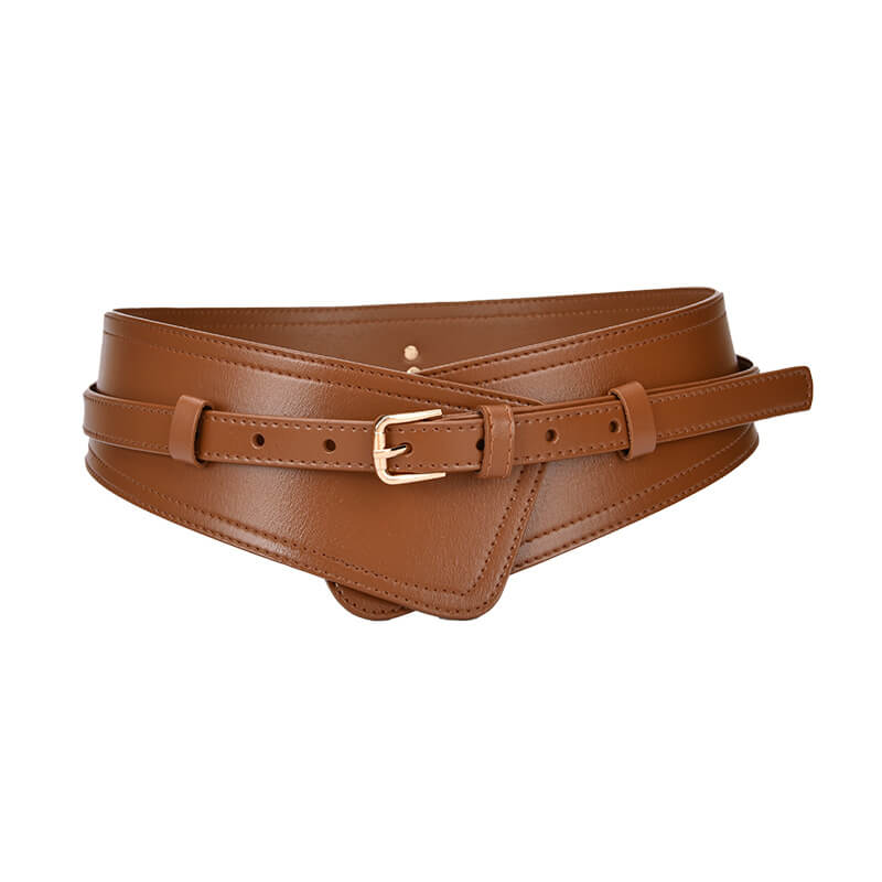 Women's Wide Split Leather Obi Belt with Pin Buckle – Babylon Leather - Babylon LeatherBabylon LeatherDJ13-Orange