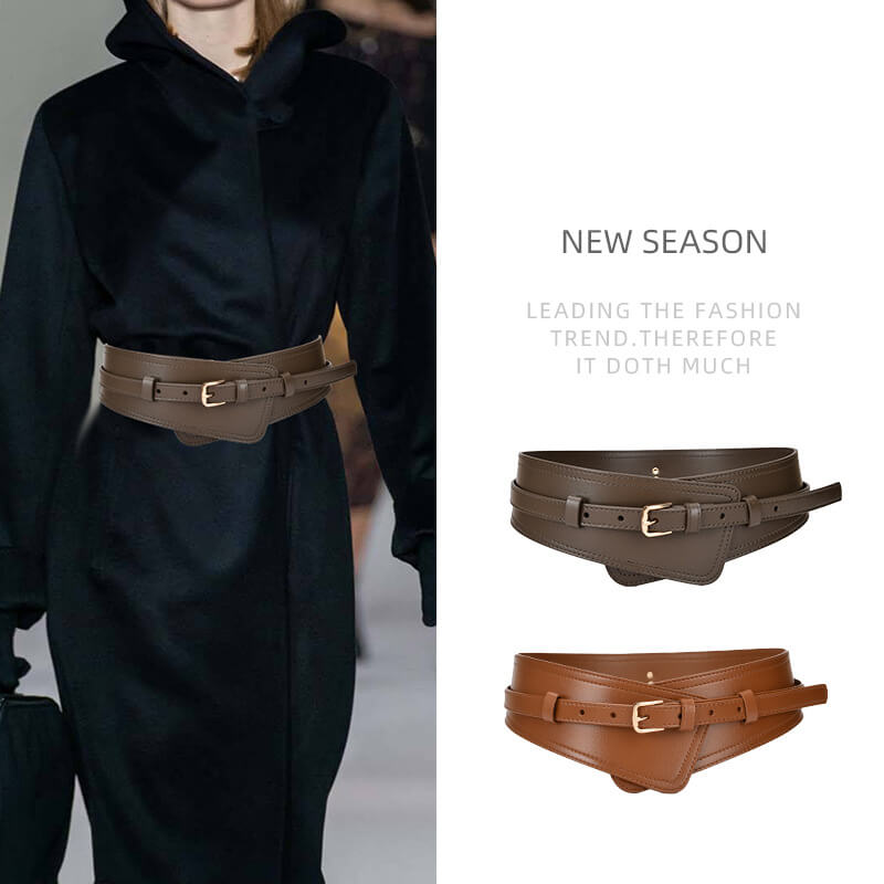 Women's Wide Split Leather Obi Belt with Pin Buckle – Babylon Leather - Babylon LeatherBabylon LeatherDJ13-Orange