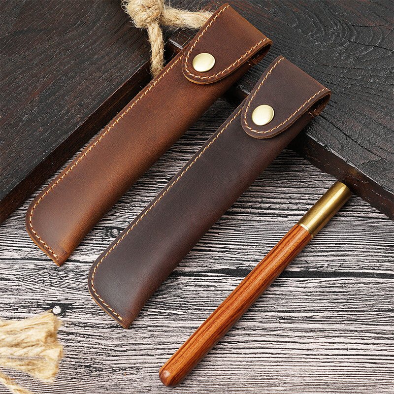 Wrap-Style Pen Sleeve – Babylon Leather - Babylon LeatherBabylon LeatherAN23-Brown-Solid Color