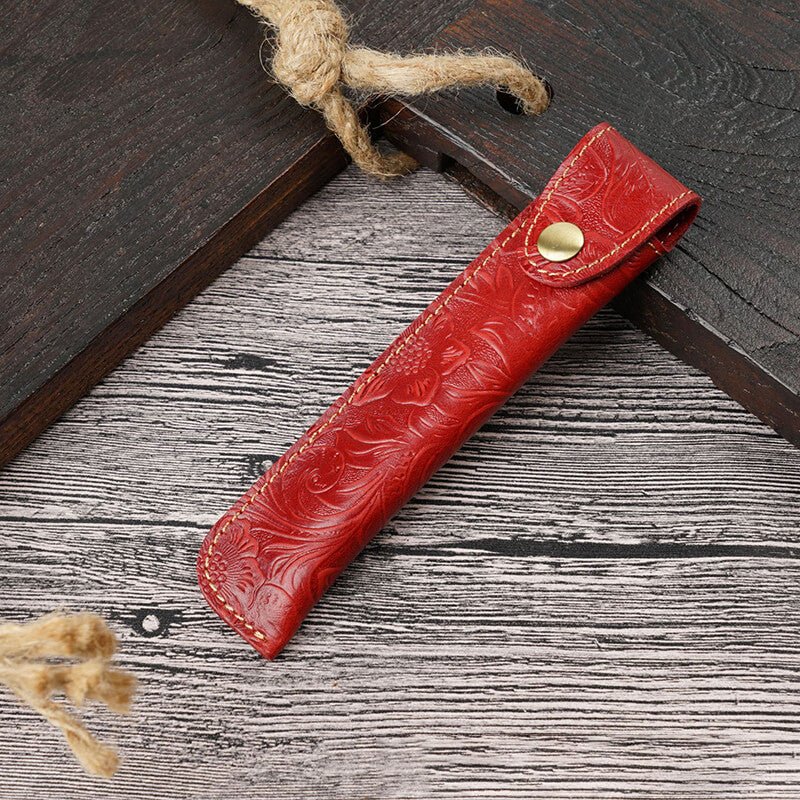 Wrap-Style Pen Sleeve – Babylon Leather - Babylon LeatherBabylon LeatherAN23-Wine Red-Carved Version