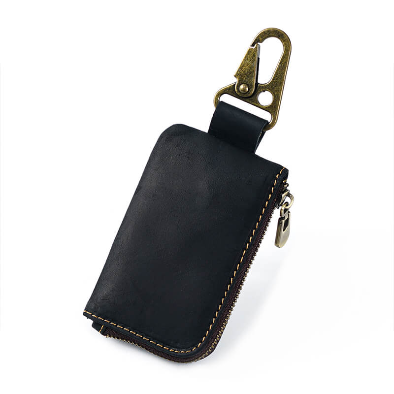Zip Coin Pouch with Keyring – Babylon Leather - Babylon LeatherBabylon LeatherAN70-Black