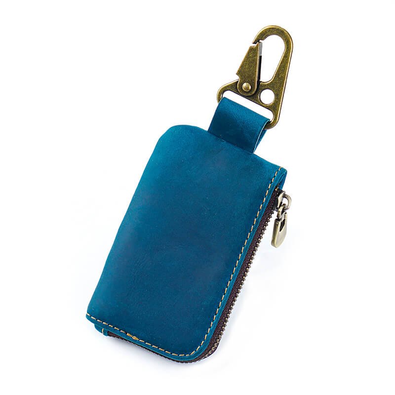 Zip Coin Pouch with Keyring – Babylon Leather - Babylon LeatherBabylon LeatherAN70-Blue