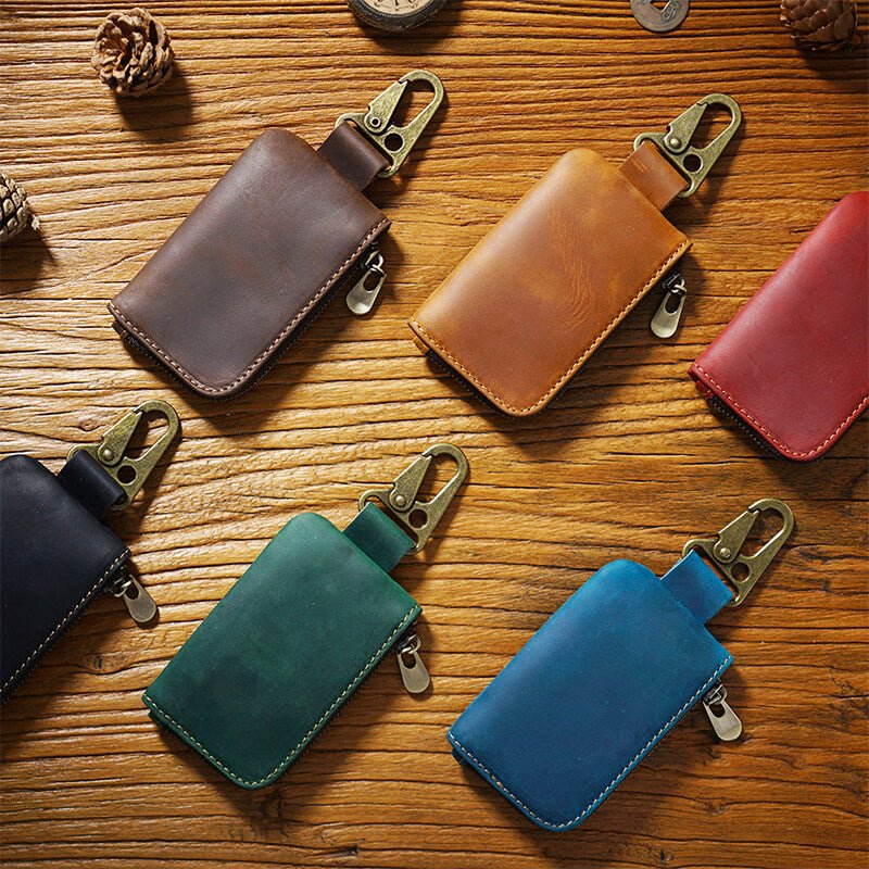 Zip Coin Pouch with Keyring – Babylon Leather - Babylon LeatherBabylon LeatherAN70-Brown