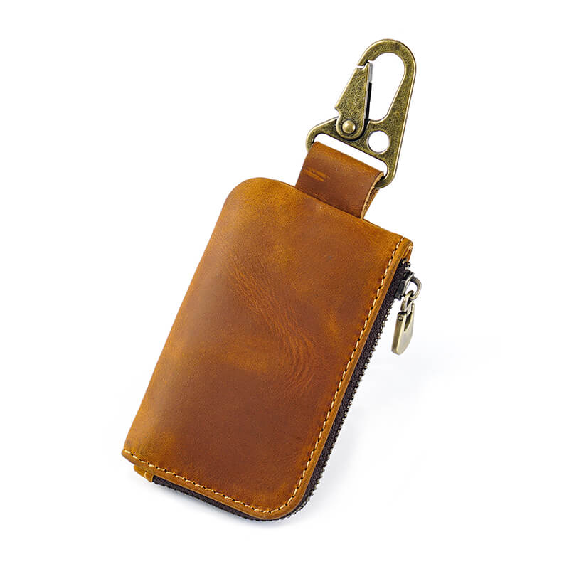 Zip Coin Pouch with Keyring – Babylon Leather - Babylon LeatherBabylon LeatherAN70-Brown