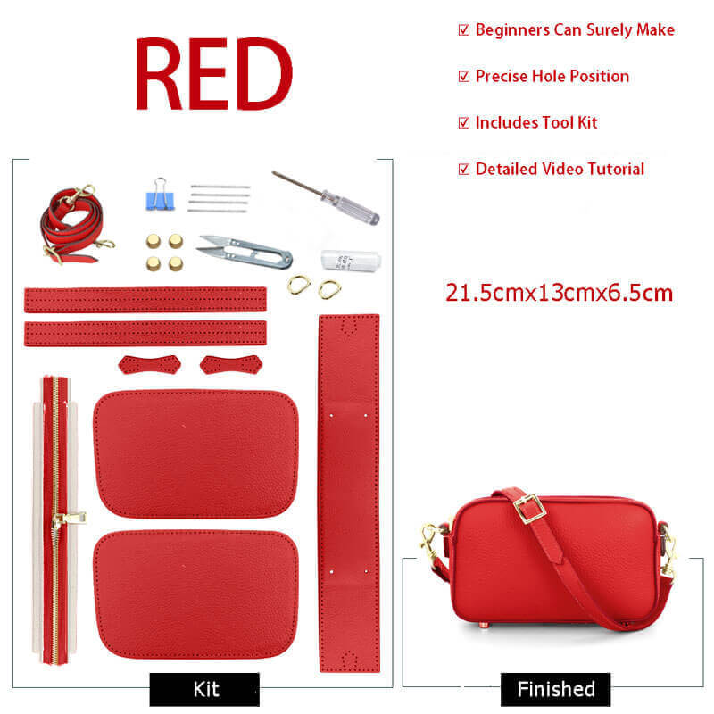 Zip Crossbody Bag DIY Leather Kit – Babylon Leather - Babylon LeatherBabylon LeatherSY49-Red-Color-Matched