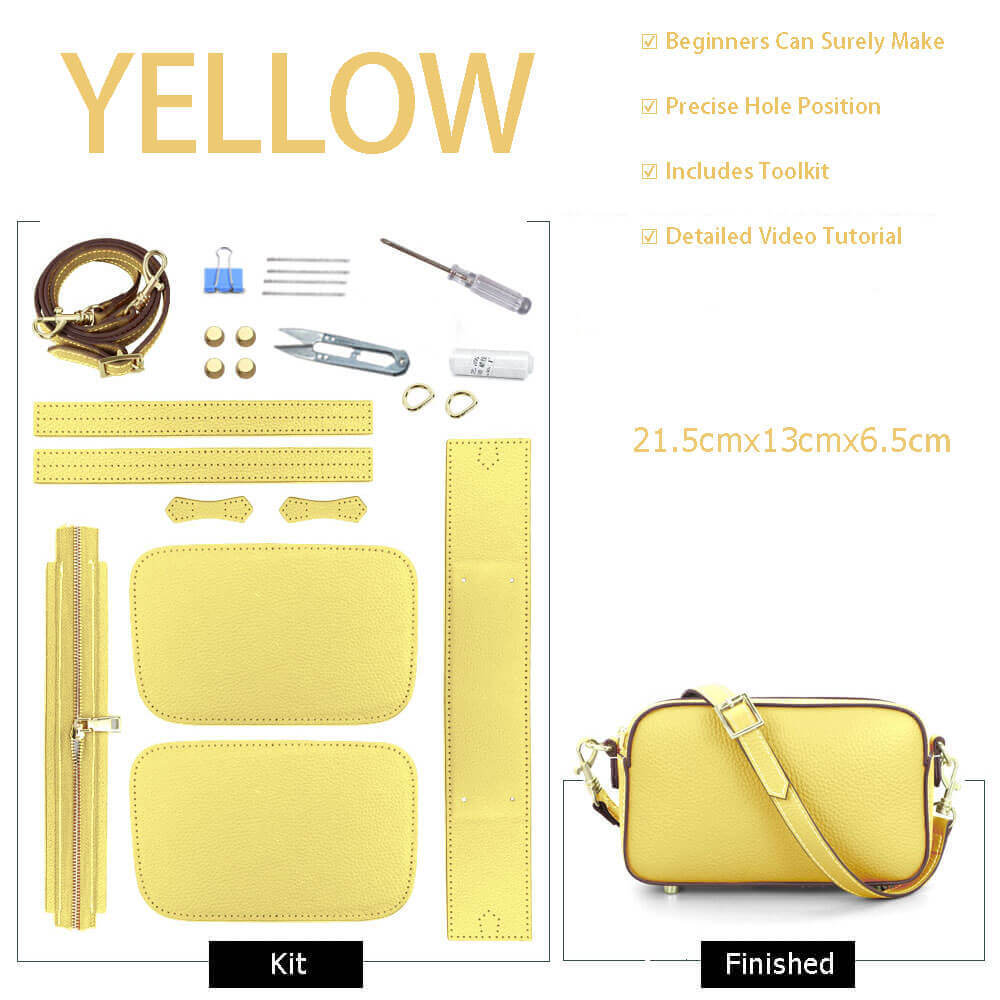 Zip Crossbody Bag DIY Leather Kit – Babylon Leather - Babylon LeatherBabylon LeatherSY49-Yellow-White